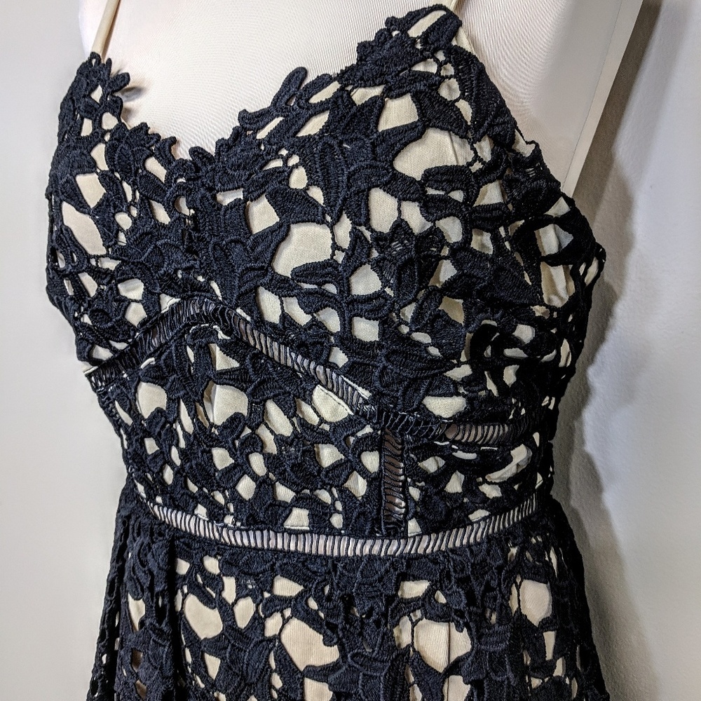Black Lace Overlay Spaghetti Strap Dress